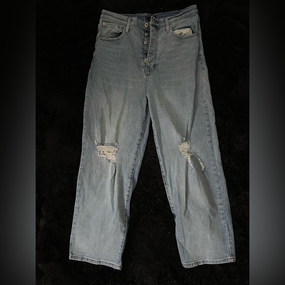 FashionNova wide leg ripped jeans